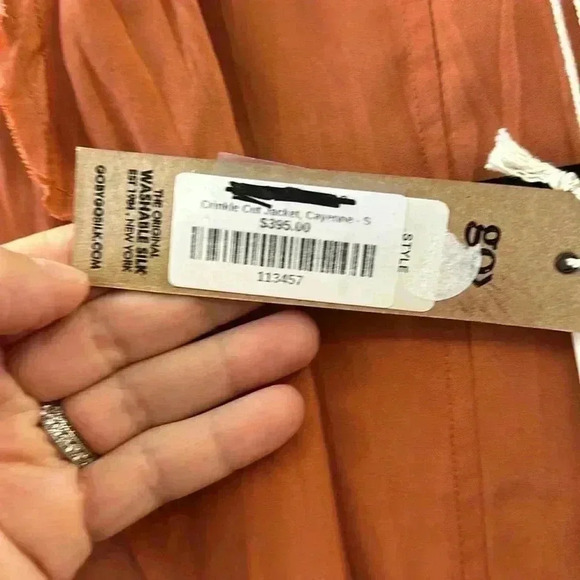 Go> By Go Silk Women's Orange Go> By Gosilk Go Crinkle Cut Silk Jacket Size S - Picture 6 of 8